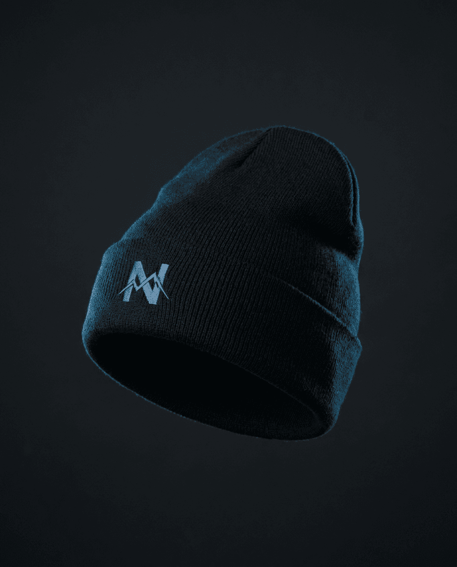 Black embroidered beanie