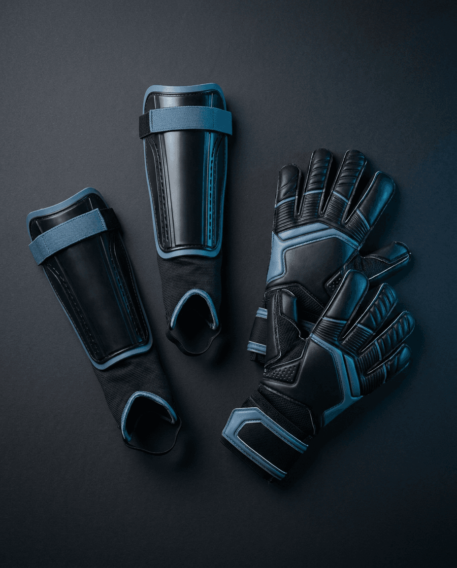 Shin guards and goalkeeper gloves